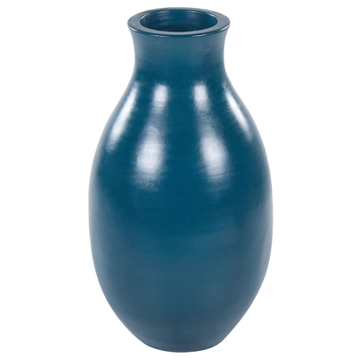 Dekorative Vase blau aus Terrakotta handgefertigt natürlich Stil für Trockenblumen