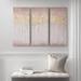 Union Rustic Dewy Forest Gold Foil Abstract 3-piece Canvas Wall Art Set Canvas in Pink | 35 H x 45 W x 1.5 D in | Wayfair