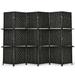 6 Panel Folding Room Divider 6Ft Weave Fiber Screen W/ Display Shelves