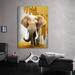 Hokku Designs Walking Elephant - Unframed Print on Canvas in White/Yellow | 18 H x 12 W x 1.5 D in | Wayfair D401701E9E5343B68745F26A7C25CD7E