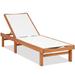 Hokku Designs Brickfield 79" Long Reclining Eucalyptus Single Chaise Wood/Solid Wood in Brown/White | 12.5 H x 24 W x 79 D in | Outdoor Furniture | Wayfair