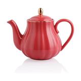 Everly Quinn Natashua Royal Teapot, Ceramic Tea Pot w/ Removable Stainless Steel Infuser, Blooming & Loose Leaf Teapot in Red | Wayfair