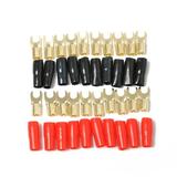 10 Pairs Copper Gold Plated 8 Gauge Strip Spade Terminal Spade Fork Adapters Connectors Plugs Crimp Barrier Spades for Speaker Wi