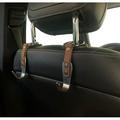 Car Head Rest Purse Hooks 2 Pack Rustic Brown Leather Silver Hook Real Leather and Stainless Steel Hook Carabiner