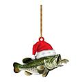 Personalized Green Bass Fish Largemouth Flat 2D Christmas Ornaments Tree Decorations Rear View Mirror Accessories Mini Christmas Ornaments Chandelier Christmas Ornament