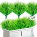 10 Bundles Artificial Wheat Grass Fake Outdoor Plants UV Resistant Faux Plastic Flowers Greenery Shrubs for Home Porch Patio Decorations Weddings Indoor (Green Grass)