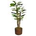 Vintage Home Artificial Faux Real Touch 71 Tall Scindapsus Aureus With Burlap Kit And 12.8 Brown Wood-Like Fiberstone Planter