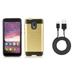 Bemz Accessory Bundle for Alcatel TCL LX - Slim Brushed Protective Case (Gold) Durable Micro USB Data Sync Cable (3 feet) and Atom Cloth for Alcatel TCL LX