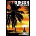 Rincon Puerto Rico Palm and Sunset Scratchboard (12x18 Wall Art Poster Room Decor)