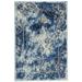 HomeRoots 511244 7 x 10 ft. Blue Ivory & Gray Floral Distressed Stain Resistant Rectangle Area Rug