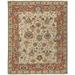 HomeRoots 512653 5 x 8 ft. Ivory Red & Blue Wool Floral Hand Knotted Stain Resistant Rectangle Area Rug