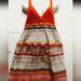 Free People Dresses | Free People Orange Cable Knit Top Embroidered Nordic Folk Art Dress Size 10.I | Color: Orange/Pink | Size: 10