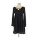 The Vanity Room Casual Dress - A-Line V Neck Long sleeves: Black Dresses - Women's Size Small