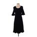 Ann Taylor Casual Dress - A-Line Scoop Neck Short sleeves: Black Print Dresses - Women's Size Small Tall