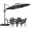 Parasol Deporte 3 x 3 m Carré Parasol De Jardin Exterieur Deporte Rotatif 360°, Parasol Excentré