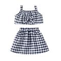Fsqjgq Hawaiian Shirts for Girls Toddler Baby Girl Clothes Toddler Kids Girls Clothes Casual Beach Plaid Print Sleeveless Strap Suspenders Top Skirt 2Pcs Outfits Set Size 86 Black