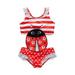 QIPOPIQ Clearance Girls Swimsuits Summer Toddler Baby Cute Cartoon Animal Polka Dots Stripe Print One-piece Tankini