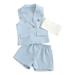 Fsqjgq Girls Clothes Toddler Baby Girl Clothes Summer Toddler Girls Sleeveless Solid Colour Coat Vest Shorts Three Piece Outfits Set for Kids Clothes Size 110 Blue