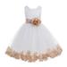 Ekidsbridal Wedding Pageant Rose Petals White Tulle Flower Girl Dress Toddler Special Occasion 302T 12-18m