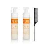 Verb Curl Foaming Gel Frizz Control Mousse for Curl Definition 6.7 fl oz - 2 Pack (with Free Tail Combs)