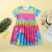 Leesechin Girls Dresses Clearance Toddler Baby Kids Tie Dyed Dress Princess Dresses Casual Clothes