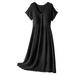 Maternity Surplice Dress Thread Maternity Dress Thin Round Neck Short Sleeve Maternity Breastfeeding Dress Maternity Hight Short Waist Sleeve Dress Wearing Women Women Short Dresses