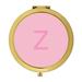 Koyal Wholesale Gold Compact Mirror Bridesmaid s Wedding Gift Modern Blush Pink Monogram Letter Z 1-Pack
