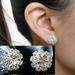 Naierhg 1 Pair Ear Stud Rhinestone Charming Alloy Flower Shaped Elegant Earrings for Women