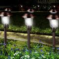 Solar Pathway Lights 4 Pack Outdoor Solar Garden Lawn Lights Waterproof Glass Stainless Steel Auto-on/off Solar Landscape Lights for Lawn Patio Yard Garden Pathway Driveway