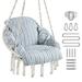 Cotton Rope Hanging Chair Hammock Swing Large Size with Cushion Blue