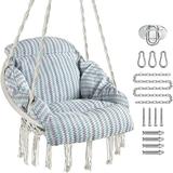 Hammock Chair with Cushion - Macrame Hanging Swing Chair for Patio Bedroom Balcony