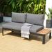 Amazonia Portofino 100% FSC Certified Teak & Aluminum Outdoor Patio Sofa with Cushions