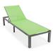 LeisureMod Marlin Patio Chaise Lounge Chair Poolside Outdoor Chaise Lounge Chairs for Patio Lawn and Garden Modern Gray Aluminum Suntan Chair with Sling Chaise Lounge Chair (Green)