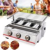 YIYIBYUS Portable Gas Grill 3-Burner Outdoor BBQ Infrared Cooker Smokeless Gas LPG Grill Camping Picnic Traveling