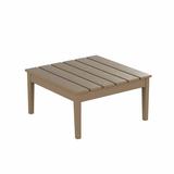 WestinTrends Ashore Outdoor Coffee Table 32 Inch All Weather Poly Lumber Adirondack Patio Coffee Table Square Low Table Weathered Wood