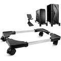 Adjustable Pc Stand with Wheels Mobile CPU Stand Computer Tower Stand Fits Home Office Under Desk Black