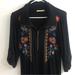 Anthropologie Dresses | Anthropologie Caite Floral Embroidered Jersey Knit Half Zip Dress S | Color: Black | Size: S