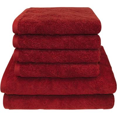 Handtuch Set DYCKHOFF "City Lights", rot (rubin), 6 St., Walkfrottier, Walkfrottier, Obermaterial: 100% Baumwolle, Handt