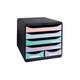 Module de rangement Exacompta Big Box Maxi 6 tiroirs - noir / assortis pastel - Noir/assortis pastel