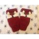 Fox Mitts - Fingerless Gloves in Rust Red & Cream