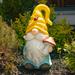 Magnesium Garden Gnome Holding Toadstool with Yellow Hat and Ladybug