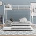 Twin Over Full Bed with Sturdy Steel Frame, Bunk Bed with Twin Trundle, 2-Side Ladders