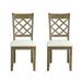 Set of 2 Linen Dining Side Chairs in Beige and Rustic Oak