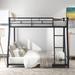 Twin Over Full Low Floor Bunk Bed, Heavy Duty Metal Bunk Bed Frame with Sloping Ladder & Safety Guardrails for Kids Teens Adults