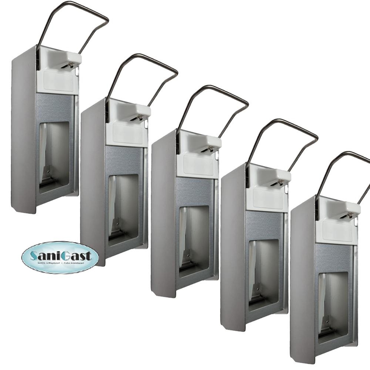 BodyProducts 5 Desinfektionsspender Alu 500 ml Euronorm - kurzer Hebel - Frontplatte Image