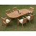 Grade-A Teak Dining Set: 6 Seater 7 Pc: 94 Double Extension Oval Table And 6 Arbor Stacking Arm Chairs Outdoor Patio WholesaleTeak #WMDSWVm
