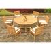 Teak Dining Set: 6 Seater 7 Pc: 72 Round Dining Table And 6 Devon Arm/Captain Chairs Outdoor Patio Grade-A Teak Wood WholesaleTeak #WMDSDVn