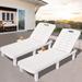 Seizeen Outdoor Lounge Chairs 2Pcs Chaise Lounge Set W/Cup Holder Resin Pool Lounger Chairs 5 Angles Adjustable Patio Furniture Chair Set for Deck Porch Backyard Garden White