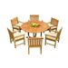 Grade-A Teak Dining Set: 6 Seater 7 Pc: 60 Round Table And 6 Devon Arm Chairs Outdoor Patio WholesaleTeak #51DV1207