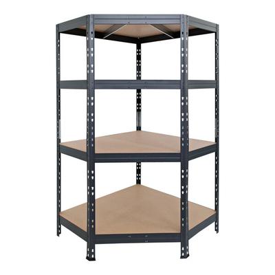 AR Shelving Garage Series 35" x 35" x 71" 4-Shelf Boltless Rivet Fiberboard Shelving Corner Unit